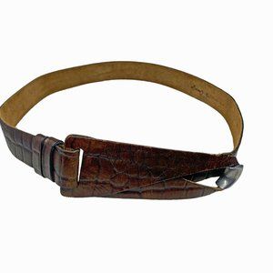 Vintage Omega 4479 Chocolate Brown Embossed Leather‎ Waist Belt